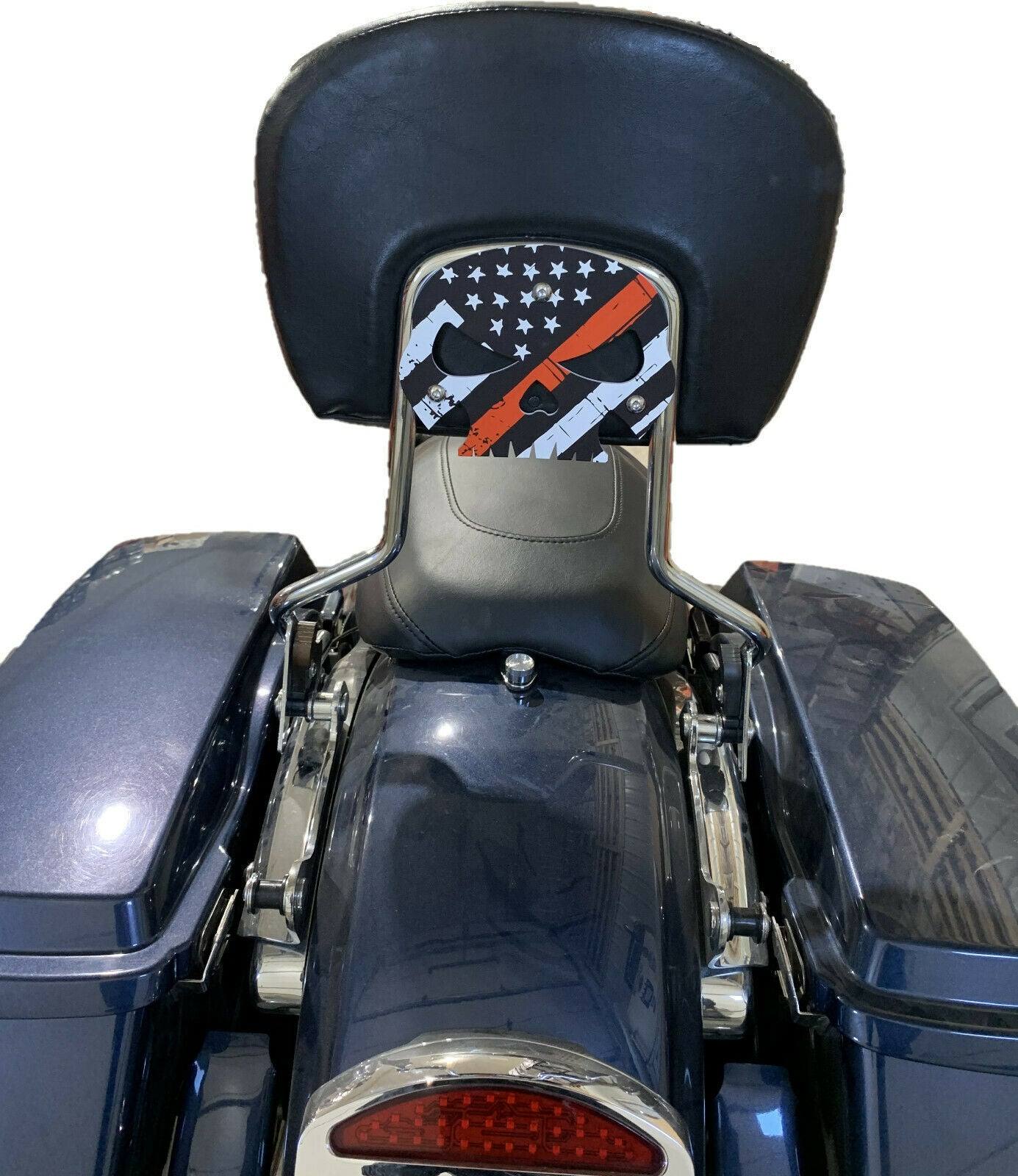 Red Line American Flag Skull Backrest Mounting Plate for Harley Davidson Touring - Moto Life Products