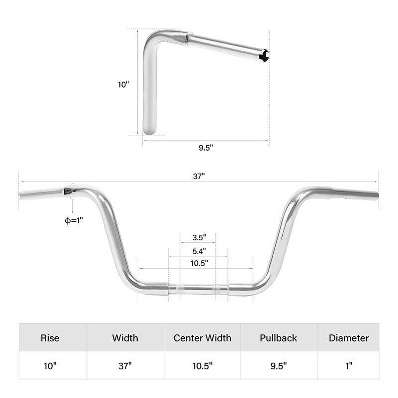 10" 12'' 14'' 16'' 18'' Rise Ape Hanger Handlebar Fit For Harley Softail Chrome - Moto Life Products