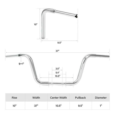 10" 12'' 14'' 16'' 18'' Rise Ape Hanger Handlebar Fit For Harley Softail Chrome - Moto Life Products