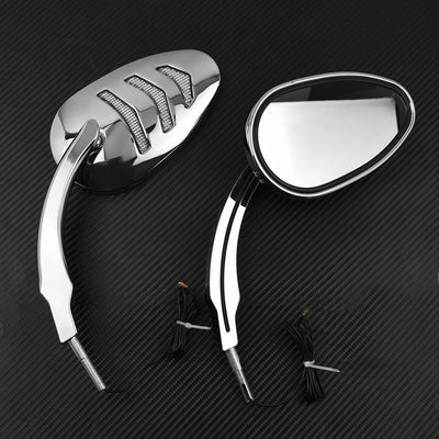 Chrome Motorcycle Mirror w/ LED Turn Signal Fit For Harley Road King 14-up Dyna - Moto Life Products