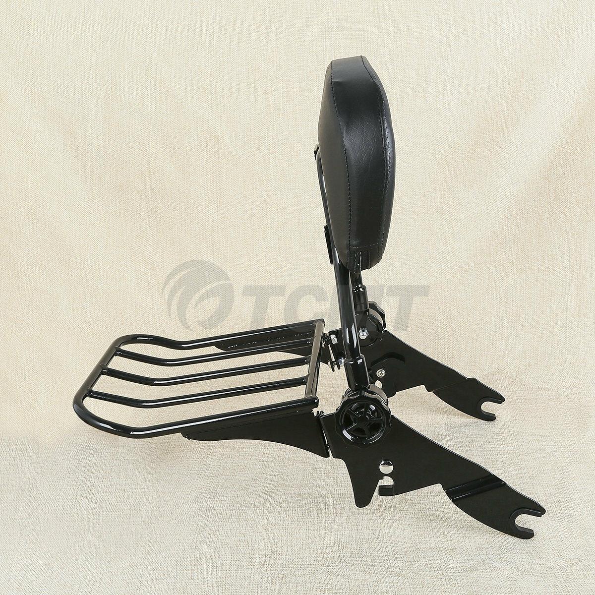 Black Detachable Backrest Sissy Bar W/ Luggage Rack For Harley Touring 2009-2022 - Moto Life Products