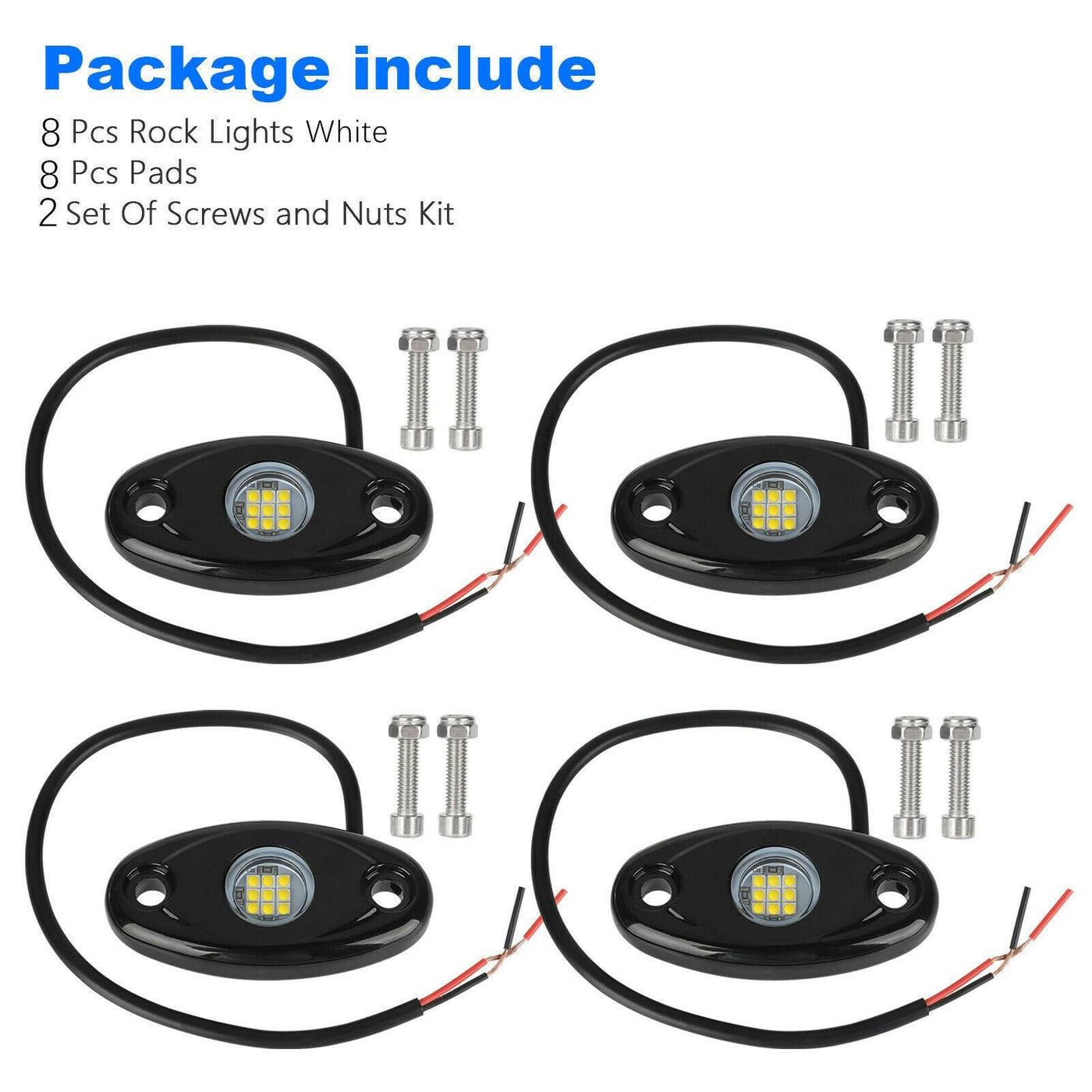 White 8 Pods CREE LED Rock Underbody Lights for JEEP Offroad Truck ATV UTV Boat - Moto Life Products