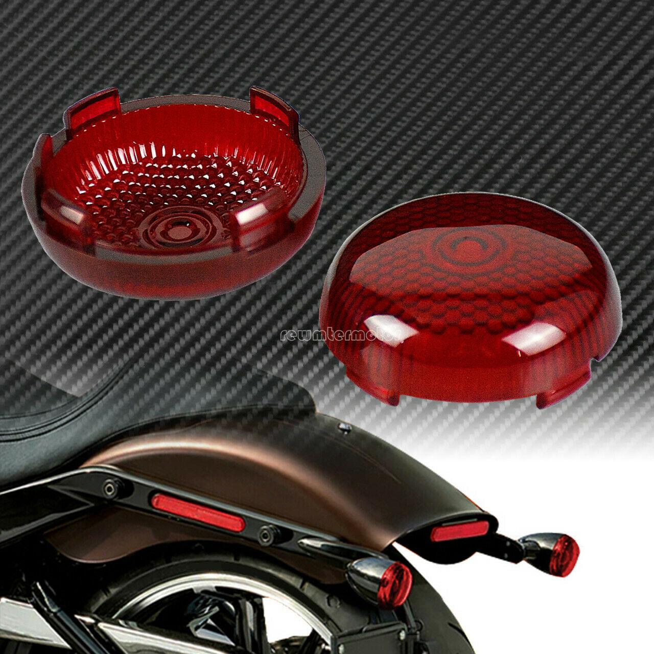 2x Red Bullet Turn Signals Light Lens Cover Fit For Harley Dyna Softail Touring - Moto Life Products