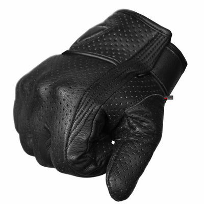Men's Motorcycle Gloves Premium Leather Perforated Protective Armor Knuckle for - Moto Life Products
