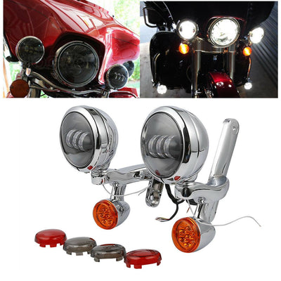 Turn Signal LED Spot Fog Light Bracket For Harley Touring Street Road Glide94-13 - Moto Life Products