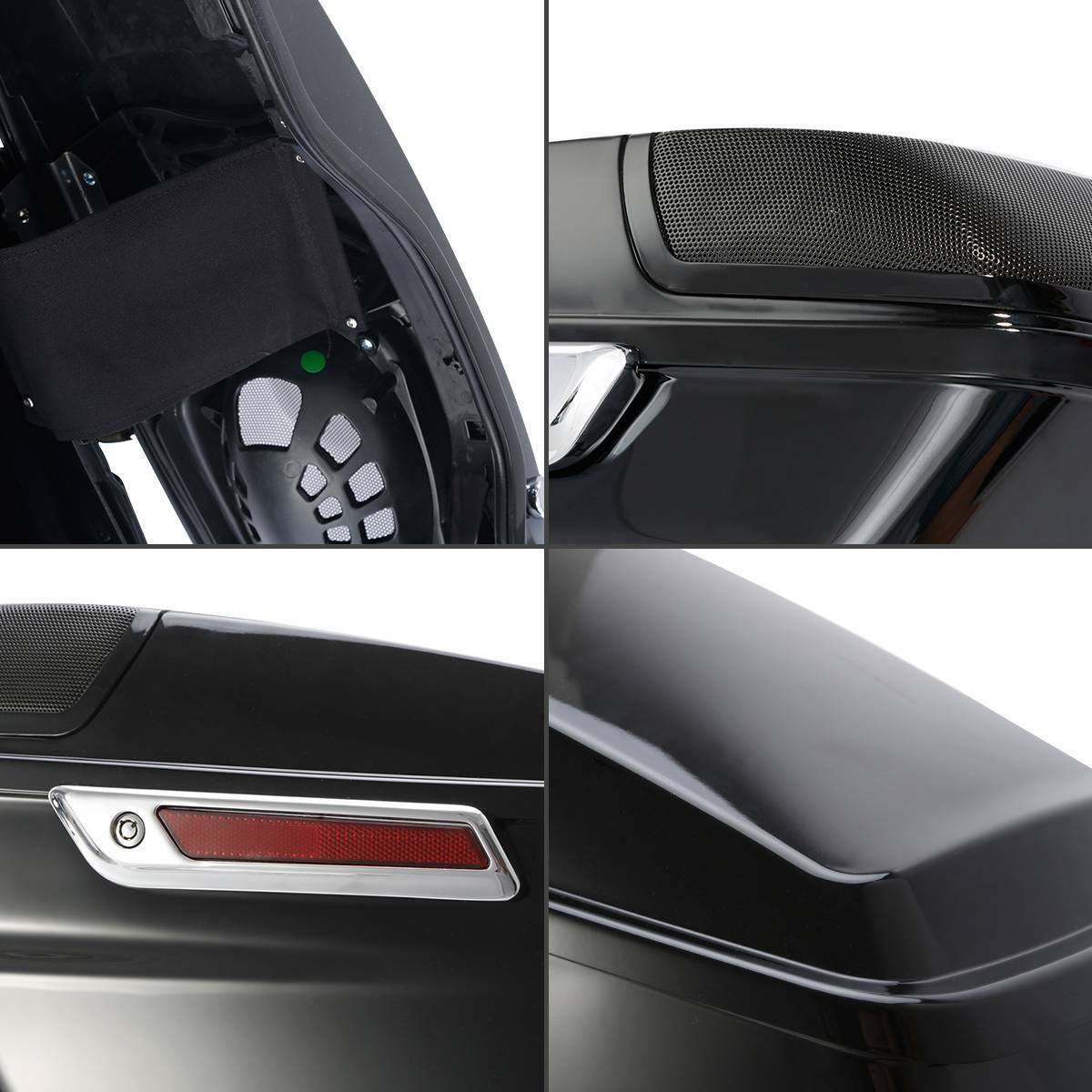 Vivid Black 4" Extended Hard Saddlebags W/Latch Fit For Harley CVO Touring 14-22 - Moto Life Products