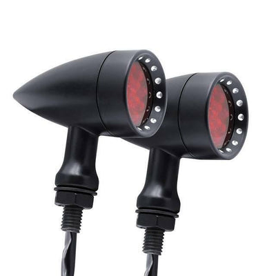 For Harley Bobber Cafe Racer Motorcycle LED Turn Signals Indicator Lights Black - Moto Life Products