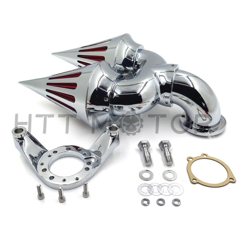 Chrome Double SPIKE AIR CLEANER FOR HARLEY CV CARB DELPHI V-TWIN EFT SPORTSTER - Moto Life Products