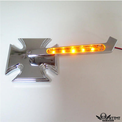 CHROME BILLET MIRRORS LED BLINKERS TURN SIGNALS MALTESE CROSS SET FOR HARLEY - Moto Life Products