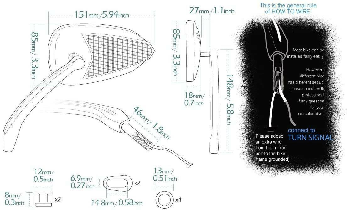 Chrome Motorcycle Mirrors With LED Turn Signal For Harley Road King Softail Slim - Moto Life Products