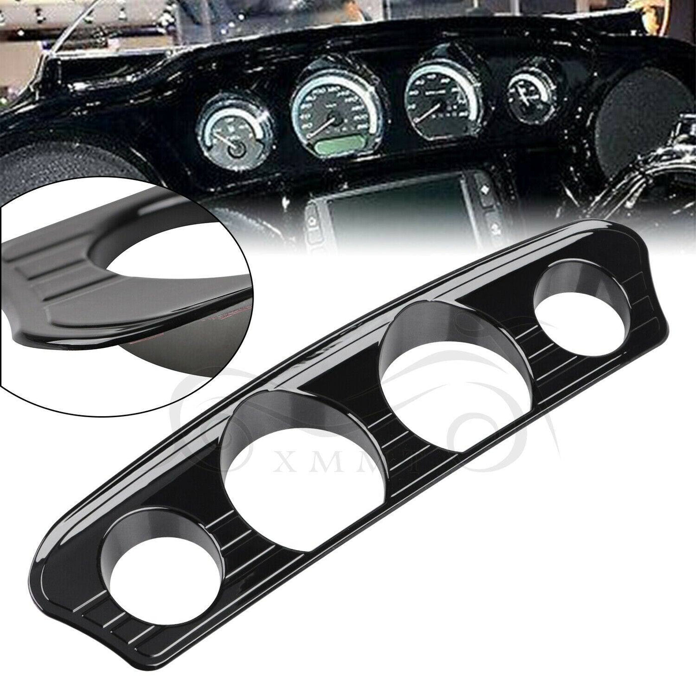 Black Gauge Bezel Stereo Trim Plate For Harley Electra Street Tri Glide Classic - Moto Life Products