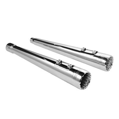 Chrome Megaphone Tappered Slip On Exhaust Pipes Fit For Harley Road King 17-22 - Moto Life Products