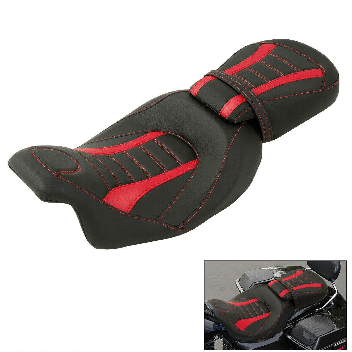 Black Red Driver Passenger Seat Fit For Harley Touring Road Glide 2009-2021 19 - Moto Life Products