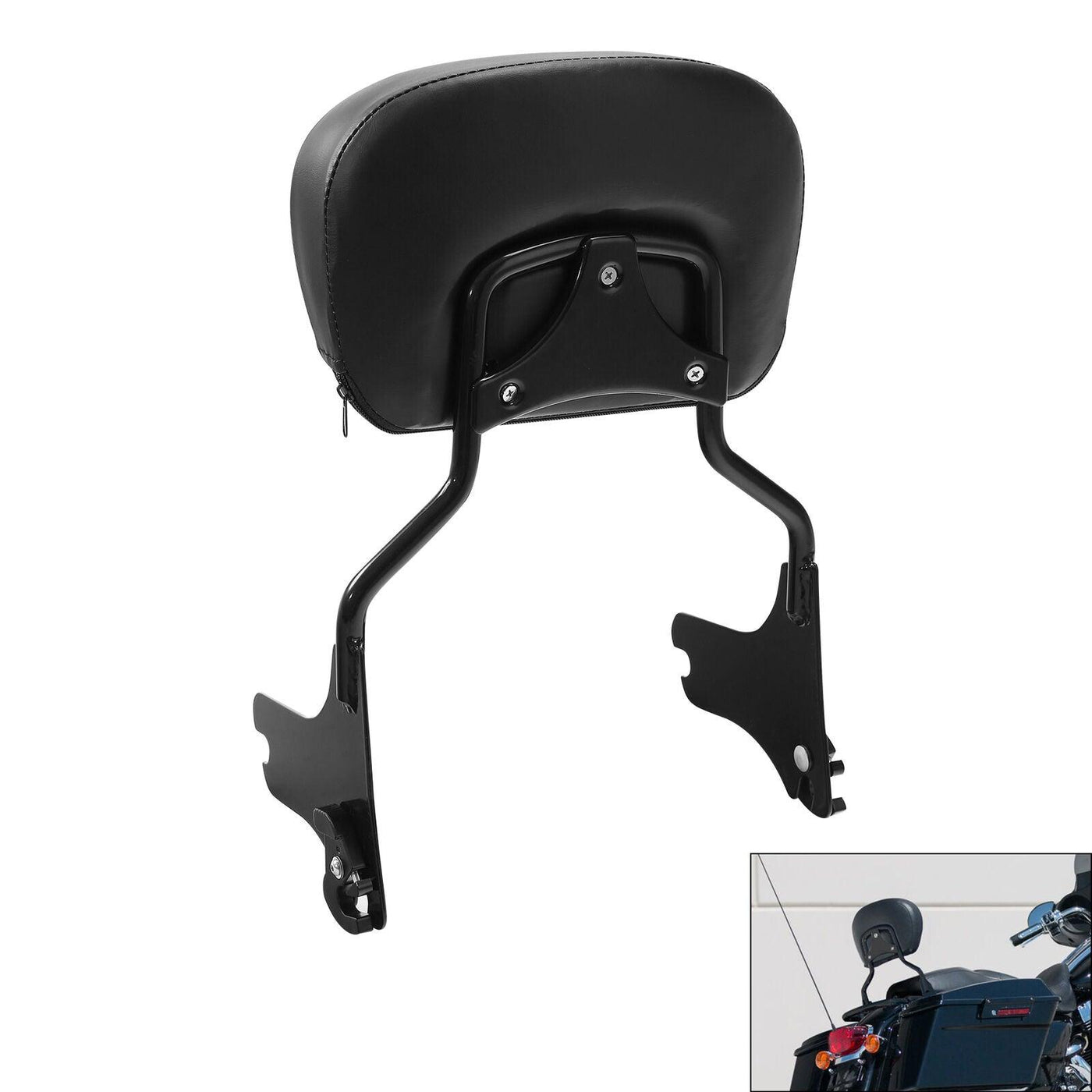 Chrome/Black Passenger Backrest Pad Sissy Bar Fit For Harley Electra Glide 97-08 - Moto Life Products