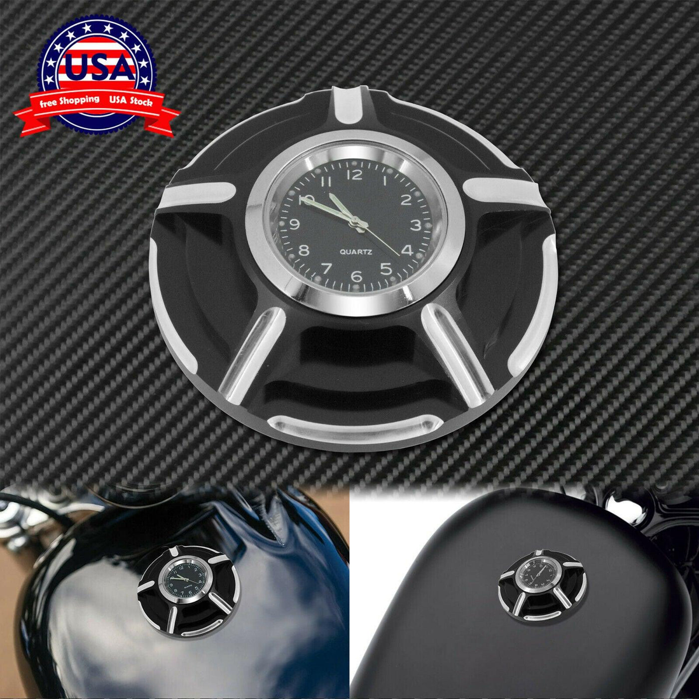 Motorcycle Billet Aluminum Gas Cap Fuel Tank Cover with Watch Fit For Harley - Moto Life Products