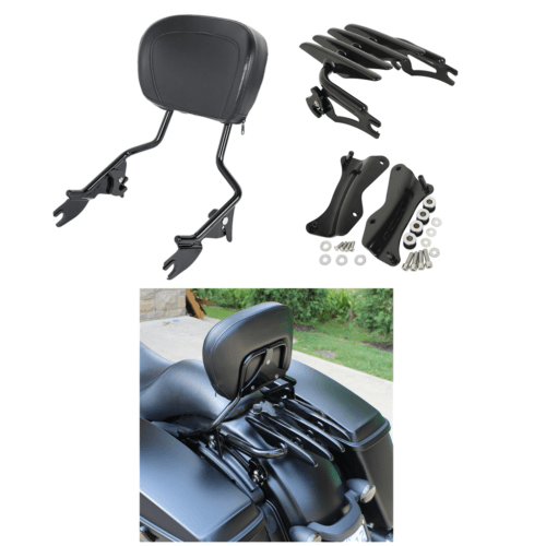 Detachable Backrest SissyBar Luggage Rack Fit For Harley Road King Glide 14-22 - Moto Life Products